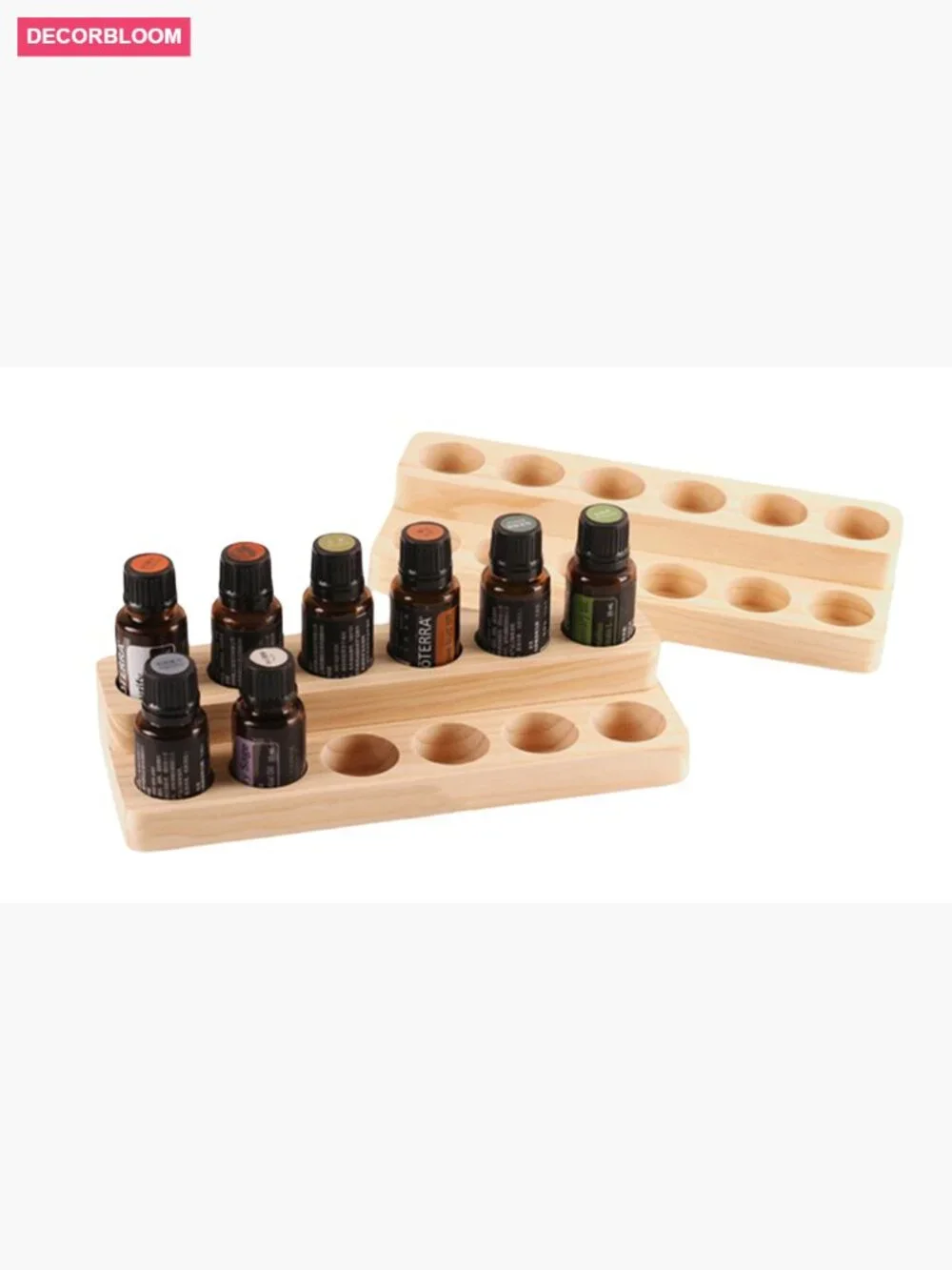 2-Tier Wooden Essential Oil Organizer, Perfume Display Stand, Countertop Rack